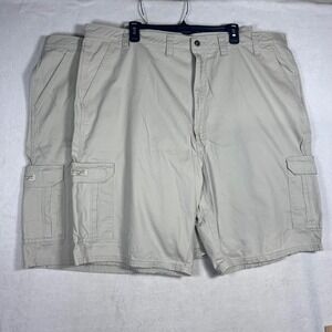 BUNDLE 2 Wrangler Authentics Mens Khaki Tan Cargo Shorts Size 46